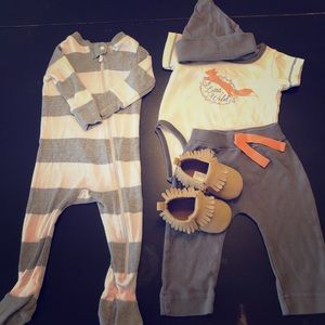 Pajama & Fox outfit set& moccasins